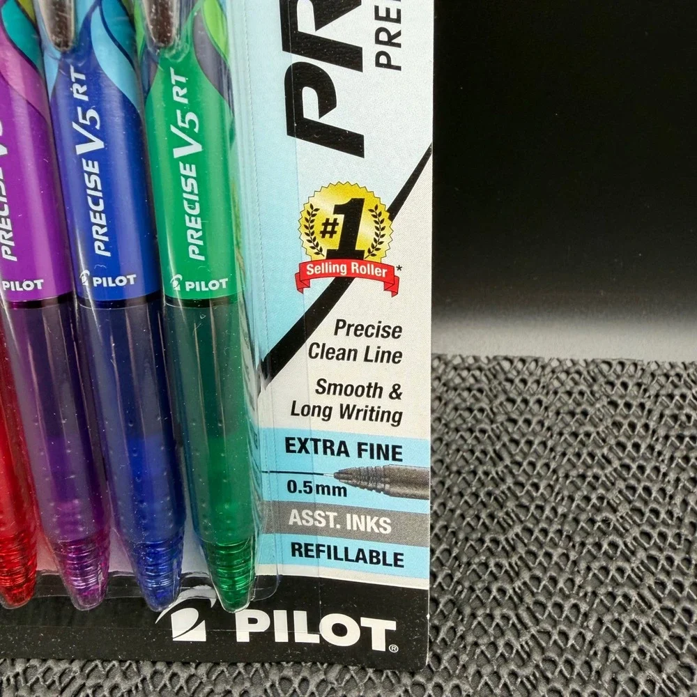 Pilot Precise V5 RT Premium Rolling Ball Pens Extra Fine 0.5mm Assorted 5 Count